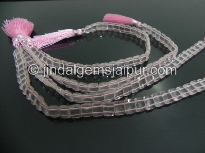 Rose Quartz Double Drill Chicklet Shape Beads